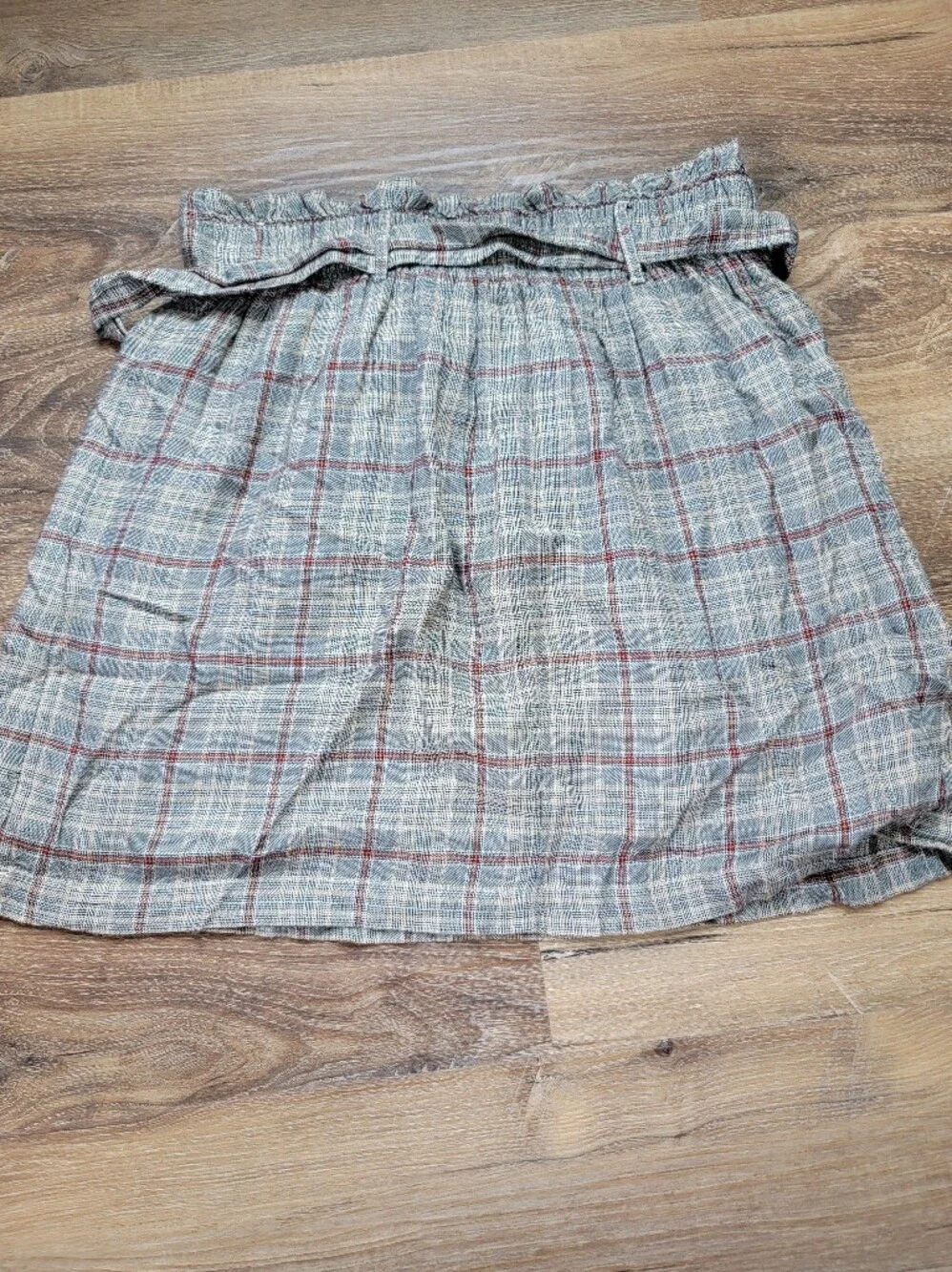 🍁 AEO Plaid Paperbag Tie-Waist Mini Skirt School Girl Acadamia Size XS